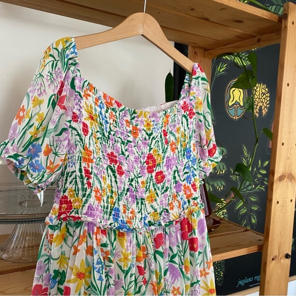 Mini Boden Colorful Smocked Floral Print Dress 7 - Picture 5 of 12